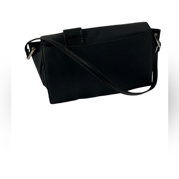 Vintage GIANNI VERSACE black canvas shoulder bag snake trim with duster - Picture 8 of 16